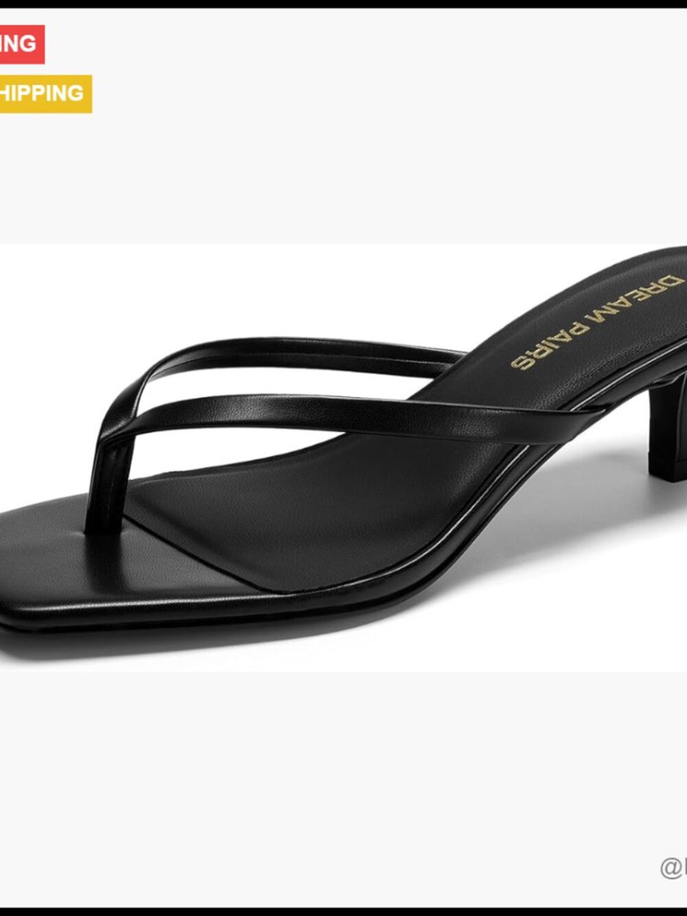 Faux Leather Kitten Heel Sandals Square Toe Slip On